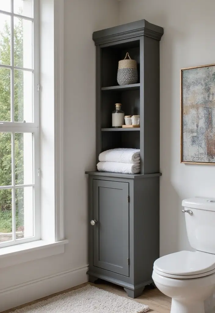 29 Bathroom Corner Decor Ideas That Utilize Every Space 6 29 Bathroom Corner Decor Ideas That Utilize Every Space - 5. Stylish Corner Cabinets