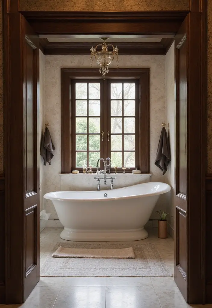 29 Bathroom Dark Wood Designs That Feel Rich and Cozy 11 29 Bathroom Dark Wood Designs That Feel Rich and Cozy - 10. Dark Wood Trim and Molding