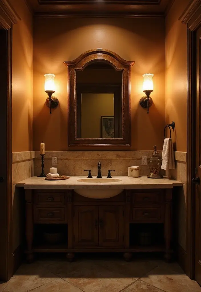 29 Bathroom Dark Wood Designs That Feel Rich and Cozy 16 29 Bathroom Dark Wood Designs That Feel Rich and Cozy - 15. Dark Wood Lighting Fixtures