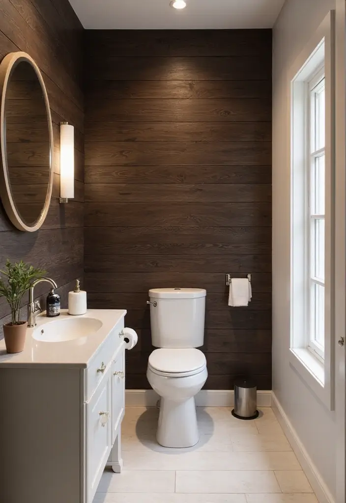 29 Bathroom Dark Wood Designs That Feel Rich and Cozy 23 29 Bathroom Dark Wood Designs That Feel Rich and Cozy - 22. Dark Wood Accent Walls