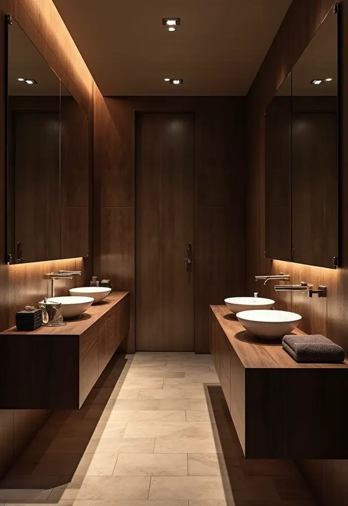 29 Bathroom Dark Wood Designs That Feel Rich and Cozy 27 29 Bathroom Dark Wood Designs That Feel Rich and Cozy - 26. Dark Wood Countertops