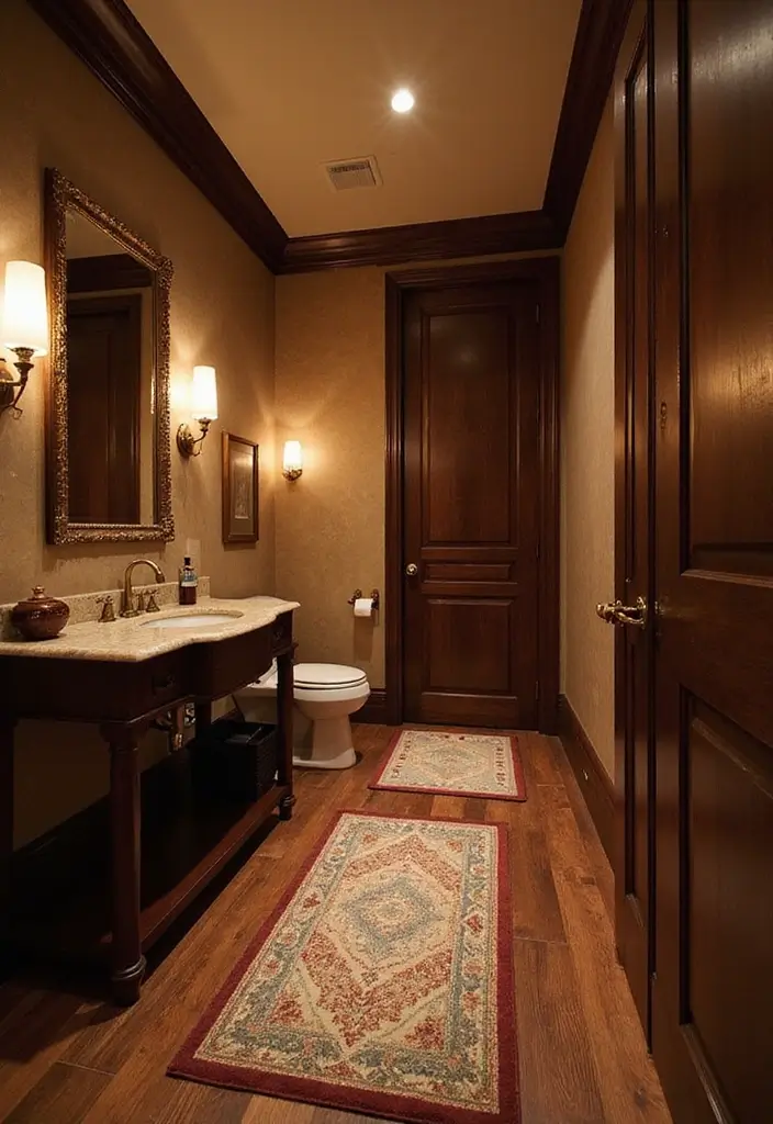 29 Bathroom Dark Wood Designs That Feel Rich and Cozy 7 29 Bathroom Dark Wood Designs That Feel Rich and Cozy - 6. Luxurious Dark Wood Flooring