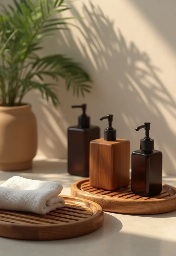 29 Bathroom Dark Wood Designs That Feel Rich and Cozy 8 29 Bathroom Dark Wood Designs That Feel Rich and Cozy - 7. Dark Wood Accents in Accessories