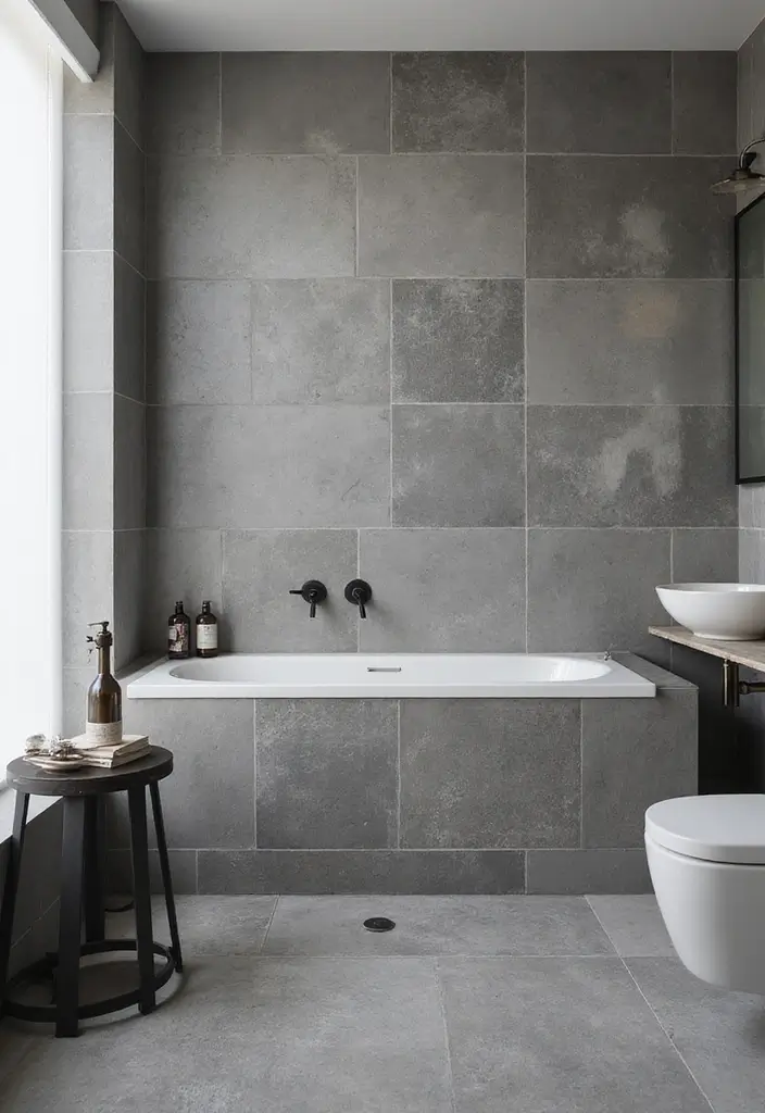 29 Bathroom Ideas Grey Tiles That Create Timeless Style 12 29 Bathroom Ideas Grey Tiles That Create Timeless Style - 11. Layering Grey Tiles with Different Finishes