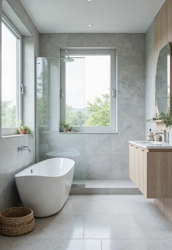 29 Bathroom Ideas Grey Tiles That Create Timeless Style 16 29 Bathroom Ideas Grey Tiles That Create Timeless Style - 15. Grey Tiles and Natural Light