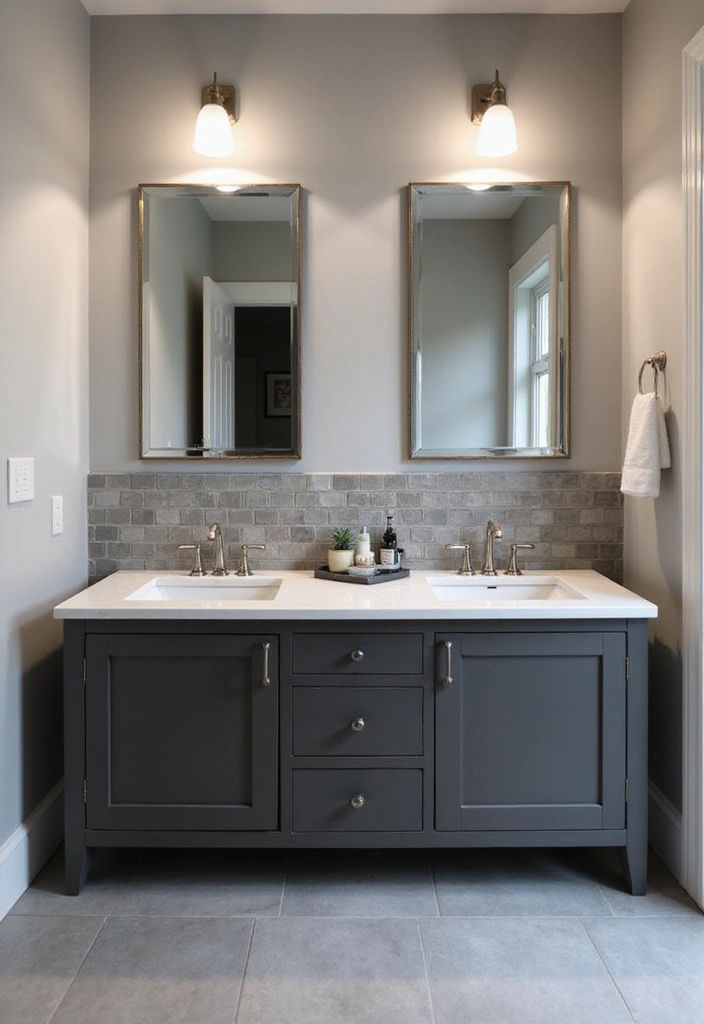 29 Bathroom Ideas Grey Tiles That Create Timeless Style 17 29 Bathroom Ideas Grey Tiles That Create Timeless Style - 16. Grey Tiles in a Dual-Sink Vanity