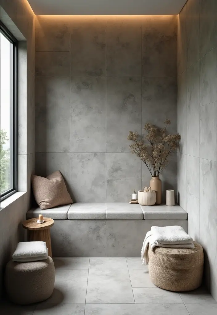 29 Bathroom Ideas Grey Tiles That Create Timeless Style 21 29 Bathroom Ideas Grey Tiles That Create Timeless Style - 20. Grey Tiles in a Relaxation Corner