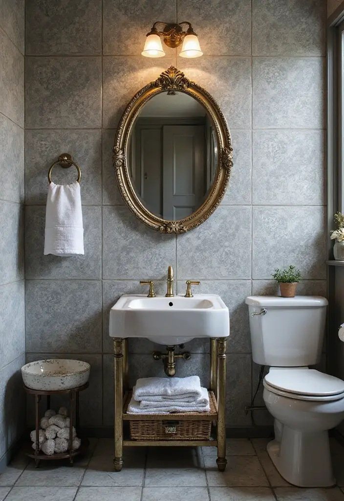 29 Bathroom Ideas Grey Tiles That Create Timeless Style 10 29 Bathroom Ideas Grey Tiles That Create Timeless Style - 9. Vintage-Inspired Grey Tiles