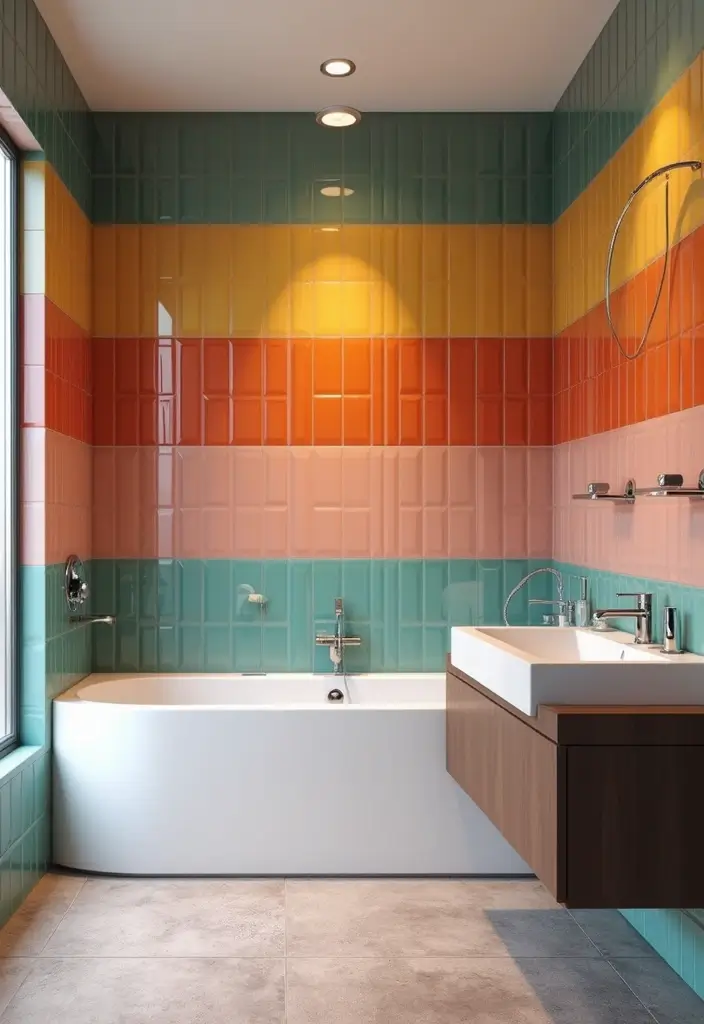 29 Bathroom Tile Combinations Design Trends for 2025 23 29 Bathroom Tile Combinations Design Trends for 2025 - 22. Bold Color Blocks