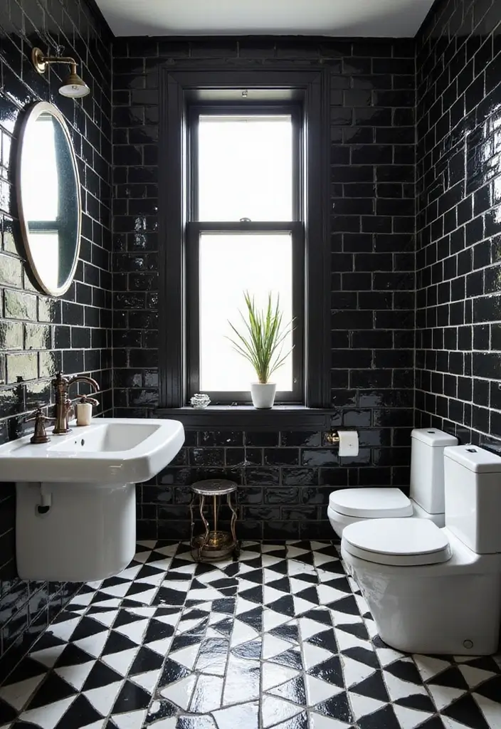 29 Bathroom Tile Combinations Design Trends for 2025 7 29 Bathroom Tile Combinations Design Trends for 2025 - 6. Bold Black & White