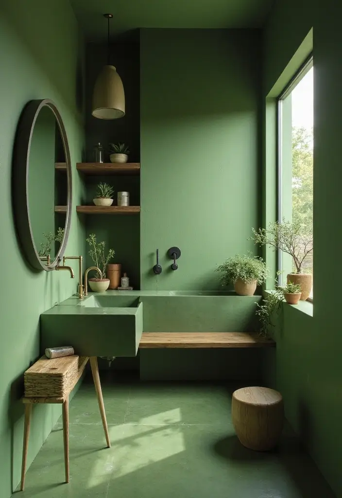 29 Moss Green Bathroom Ideas That Feel Earthy - 13. Sustainable Plumbing Fixtures
