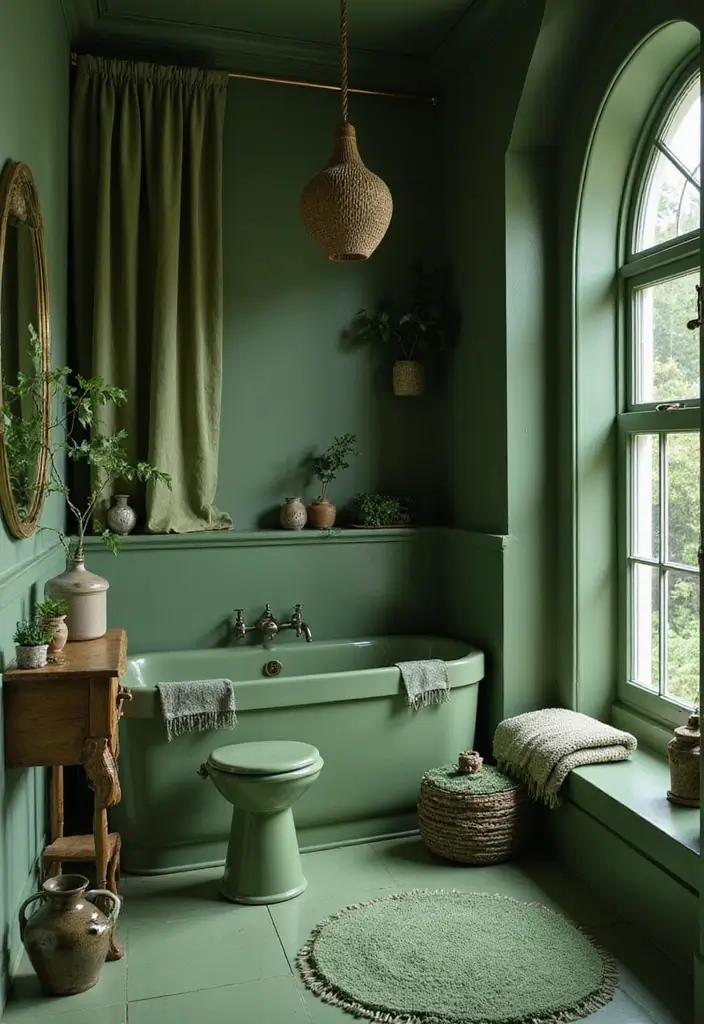 29 Moss Green Bathroom Ideas That Feel Earthy - 18. Layered Green Shades