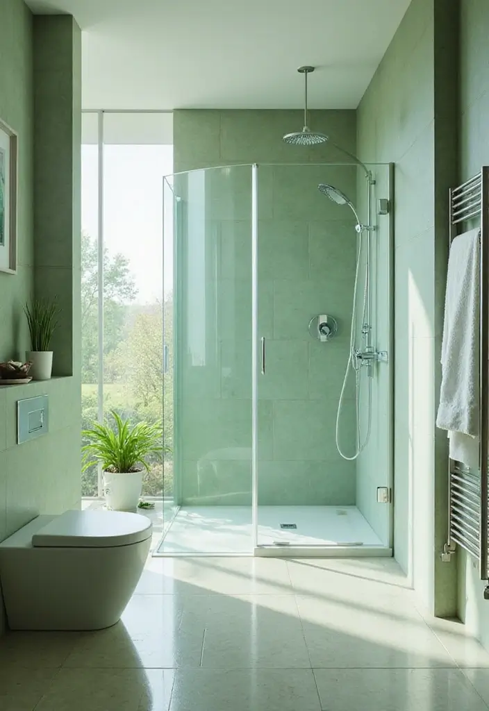 29 Moss Green Bathroom Ideas That Feel Earthy - 21. Glass Shower Enclosures