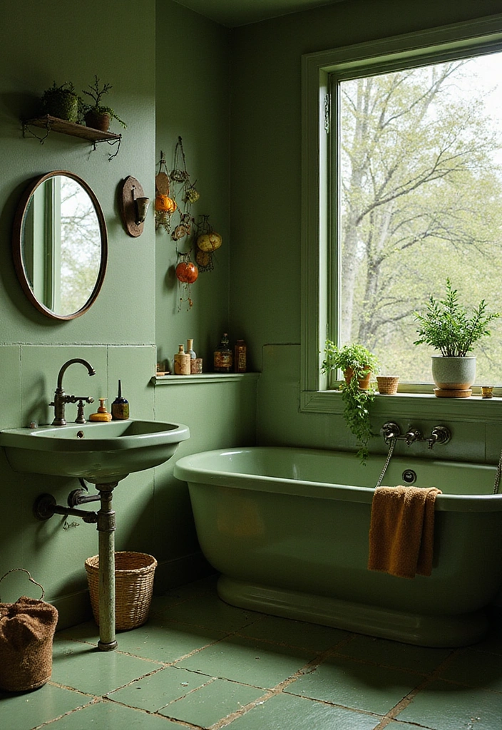 29 Moss Green Bathroom Ideas That Feel Earthy - 23. Seasonal Decor Changes