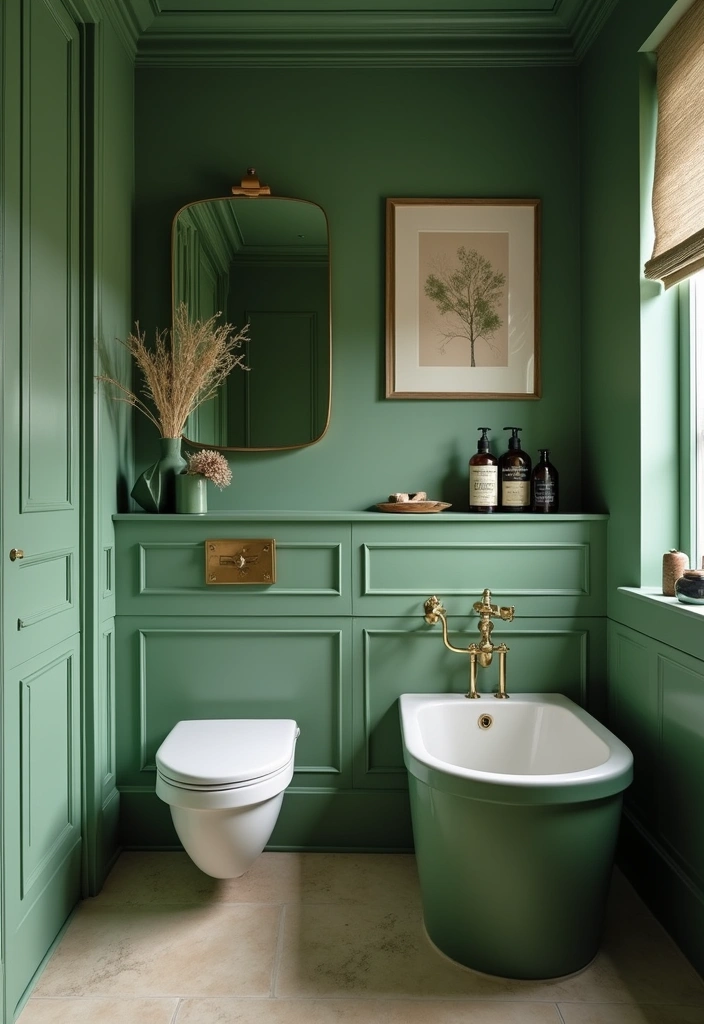 29 Moss Green Bathroom Ideas That Feel Earthy - 24. Coordinate Accessories