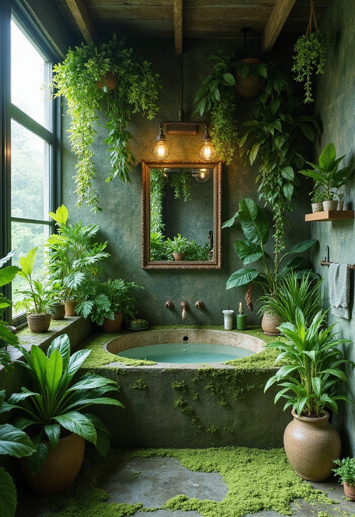 29 Moss Green Bathroom Ideas That Feel Earthy - 4. Greenery and Plants