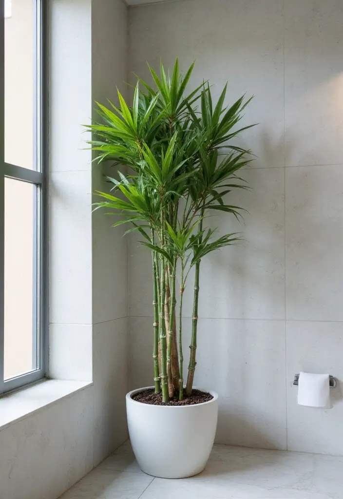 29 Plant in Bathroom Ideas That Thrive Indoors - 17. Bamboo Palm