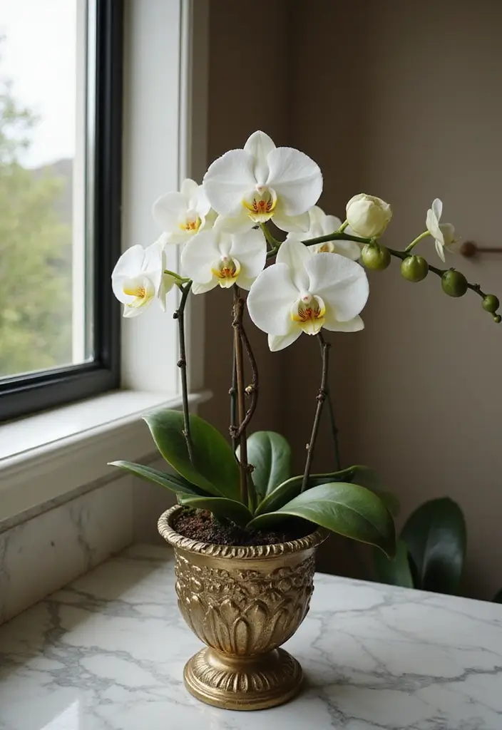 29 Plant in Bathroom Ideas That Thrive Indoors - 21. Orchid