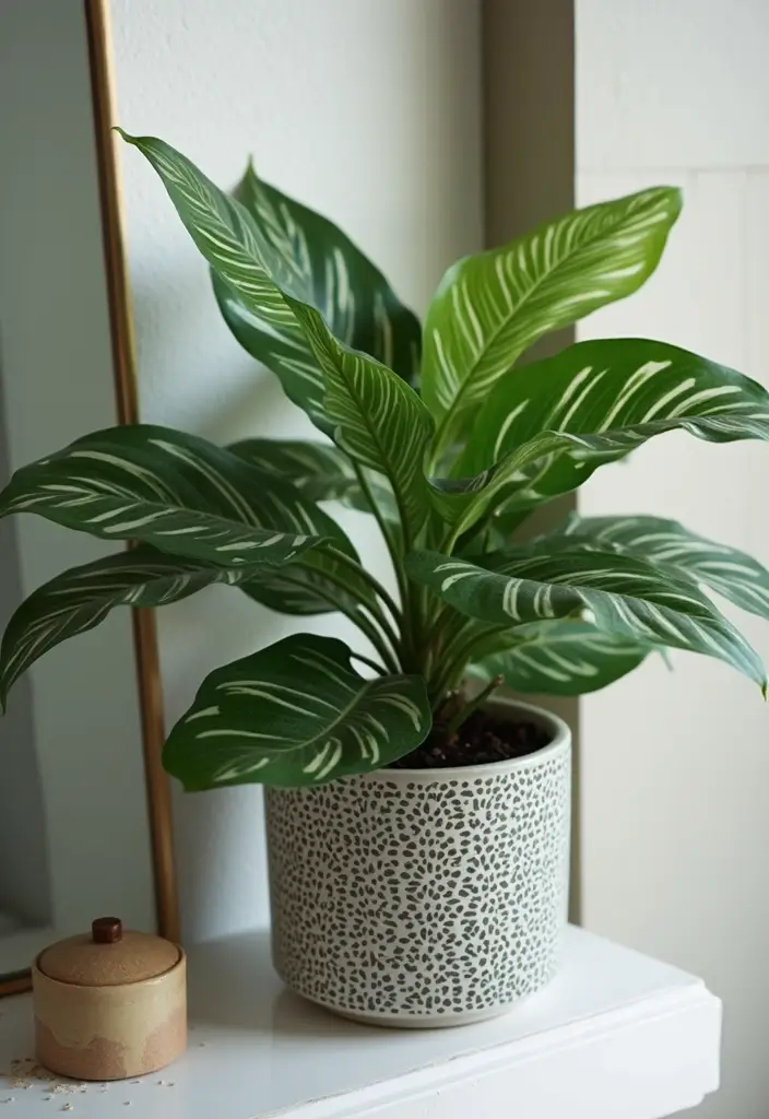 29 Plant in Bathroom Ideas That Thrive Indoors - 26. Calathea