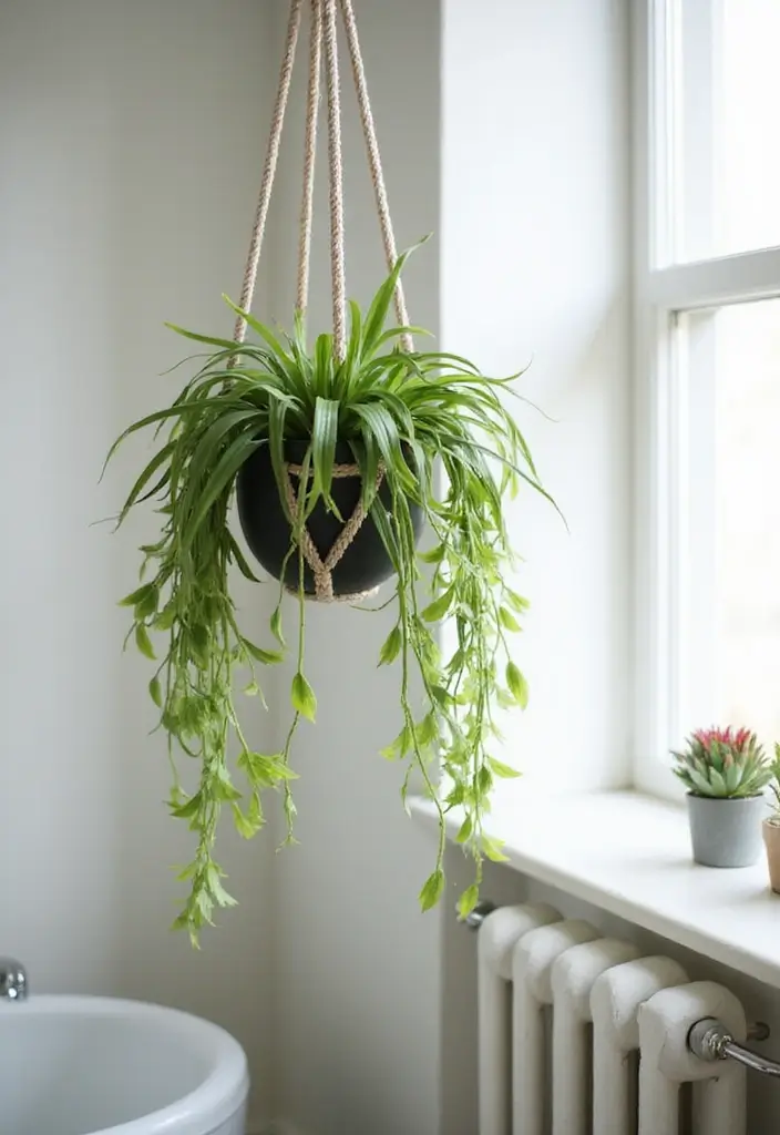 29 Plant in Bathroom Ideas That Thrive Indoors - 3. Spider Plant