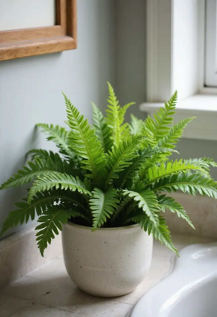29 Plant in Bathroom Ideas That Thrive Indoors - 6. Boston Fern