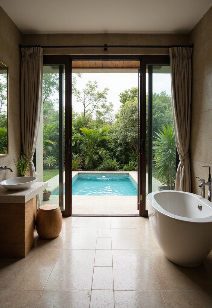 29 Pool Bathroom Ideas That Feel Resort-Ready 2 29 Pool Bathroom Ideas That Feel Resort-Ready - 1. Open-Air Concept