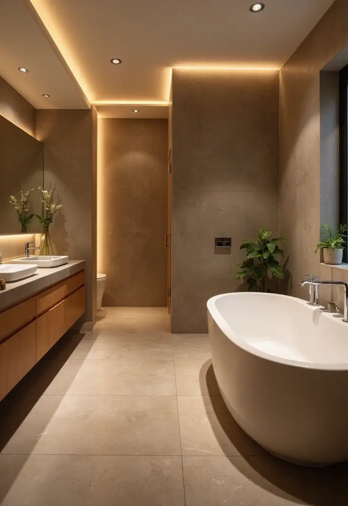 29 Pool Bathroom Ideas That Feel Resort-Ready 13 29 Pool Bathroom Ideas That Feel Resort-Ready - 12. Integrated Lighting