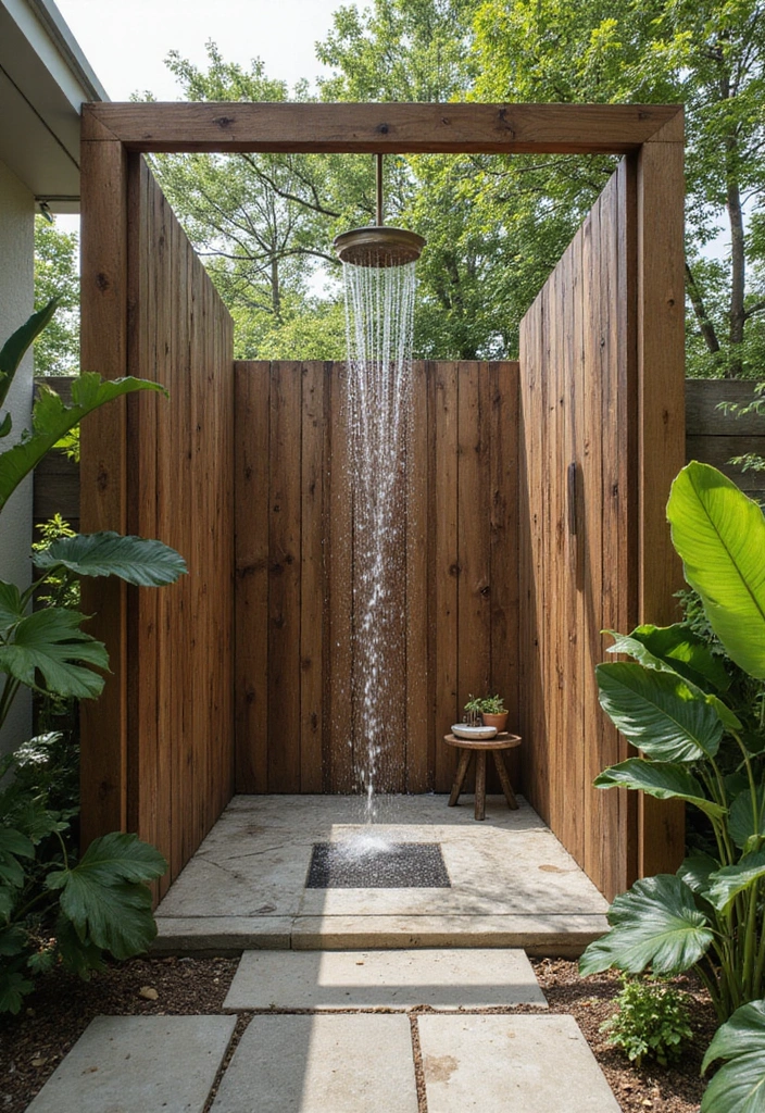 29 Pool Bathroom Ideas That Feel Resort-Ready 5 29 Pool Bathroom Ideas That Feel Resort-Ready - 4. Outdoor Shower Inspiration