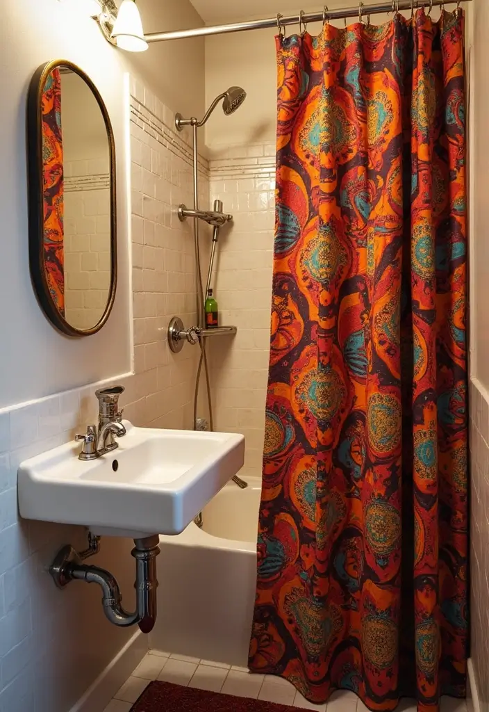 29 Small Indian Bathroom Ideas That Maximize Every Inch 12 29 Small Indian Bathroom Ideas That Maximize Every Inch - 11. Shower Curtains with Patterns