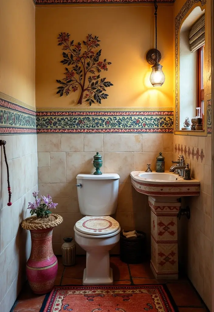 29 Small Indian Bathroom Ideas That Maximize Every Inch 10 29 Small Indian Bathroom Ideas That Maximize Every Inch - 9. Decorate with Traditional Motifs
