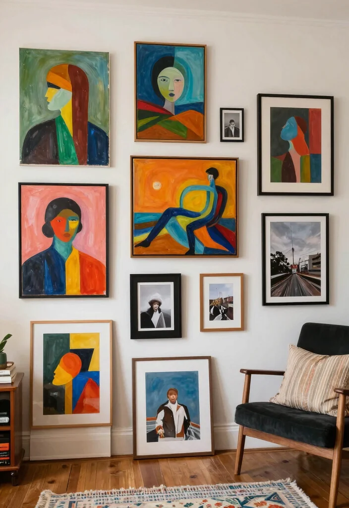 15 Art Decor Living Room Ideas for a Creative Gallery Feel - 15. Personal Art Creations 1