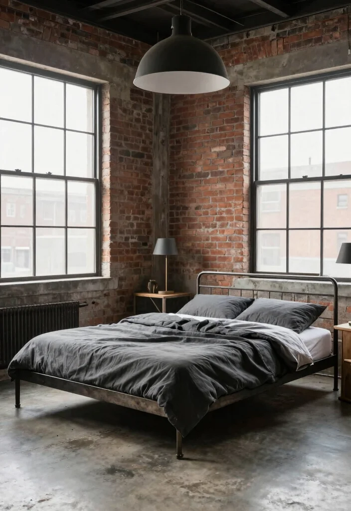 15 Bedroom With Windows on Each Side of Bed Ideas for Perfect Symmetry 7 15 Bedroom With Windows on Each Side of Bed Ideas for Perfect Symmetry - 6. Industrial Loft Style 1
