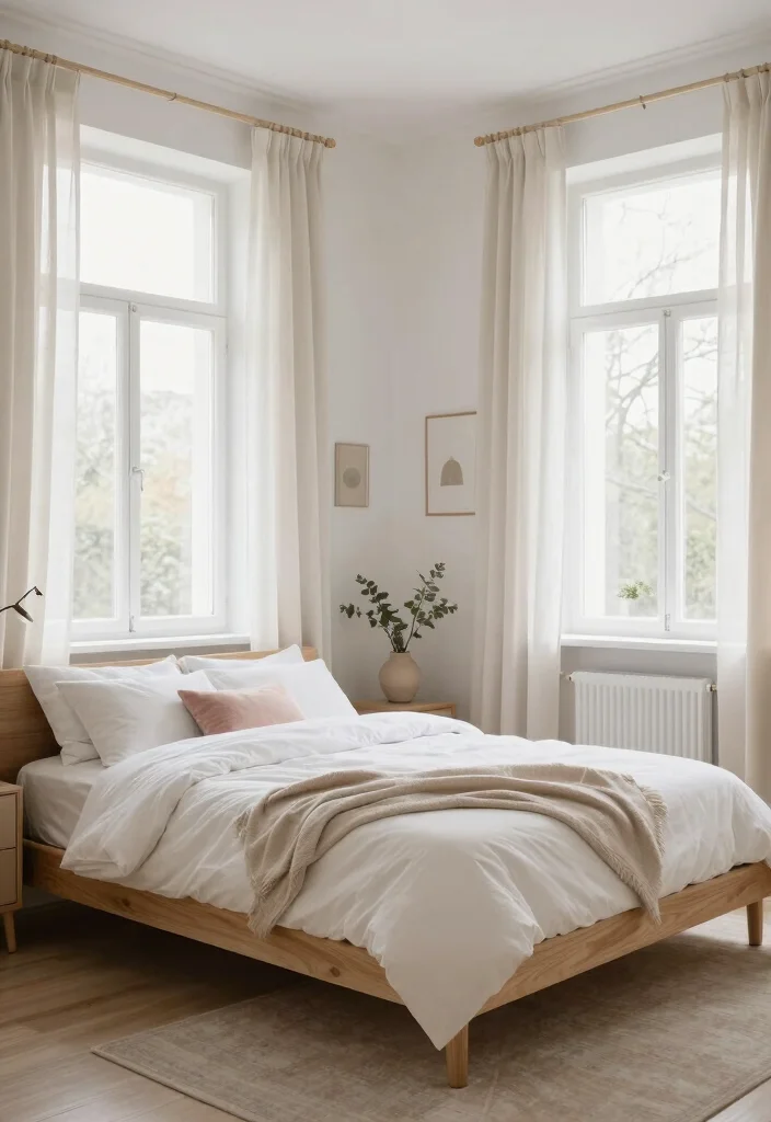 15 Bedroom With Windows on Each Side of Bed Ideas for Perfect Symmetry 8 15 Bedroom With Windows on Each Side of Bed Ideas for Perfect Symmetry - 7. Soft and Serene Scandinavian Design 1