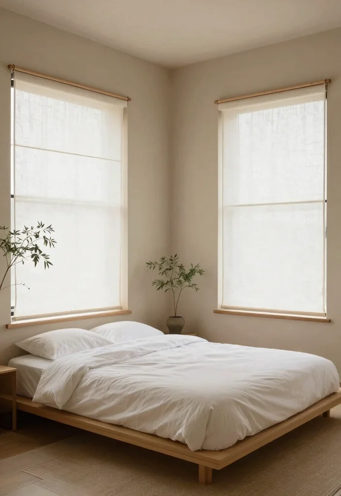 15 Bedroom With Windows on Each Side of Bed Ideas for Perfect Symmetry 10 15 Bedroom With Windows on Each Side of Bed Ideas for Perfect Symmetry - 9. Zen and Tranquil Japanese Minimalism 1