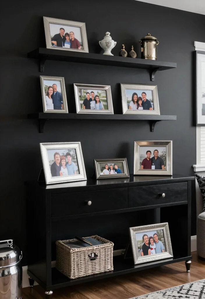 15 Black and Silver Living Room Decor Ideas: Sleek Glam Style 16 15 Black and Silver Living Room Decor Ideas: Sleek Glam Style - 15. Personal Touches 1