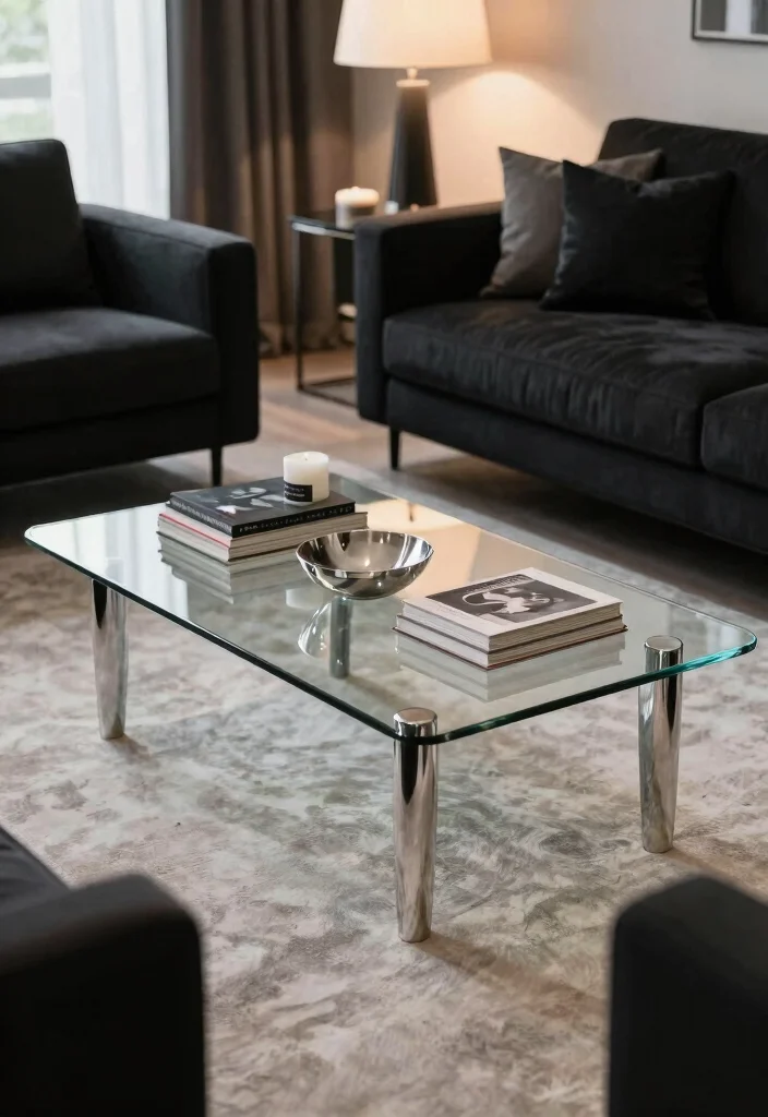 15 Black and Silver Living Room Decor Ideas: Sleek Glam Style 10 15 Black and Silver Living Room Decor Ideas: Sleek Glam Style - 9. Stylish Coffee Tables 1