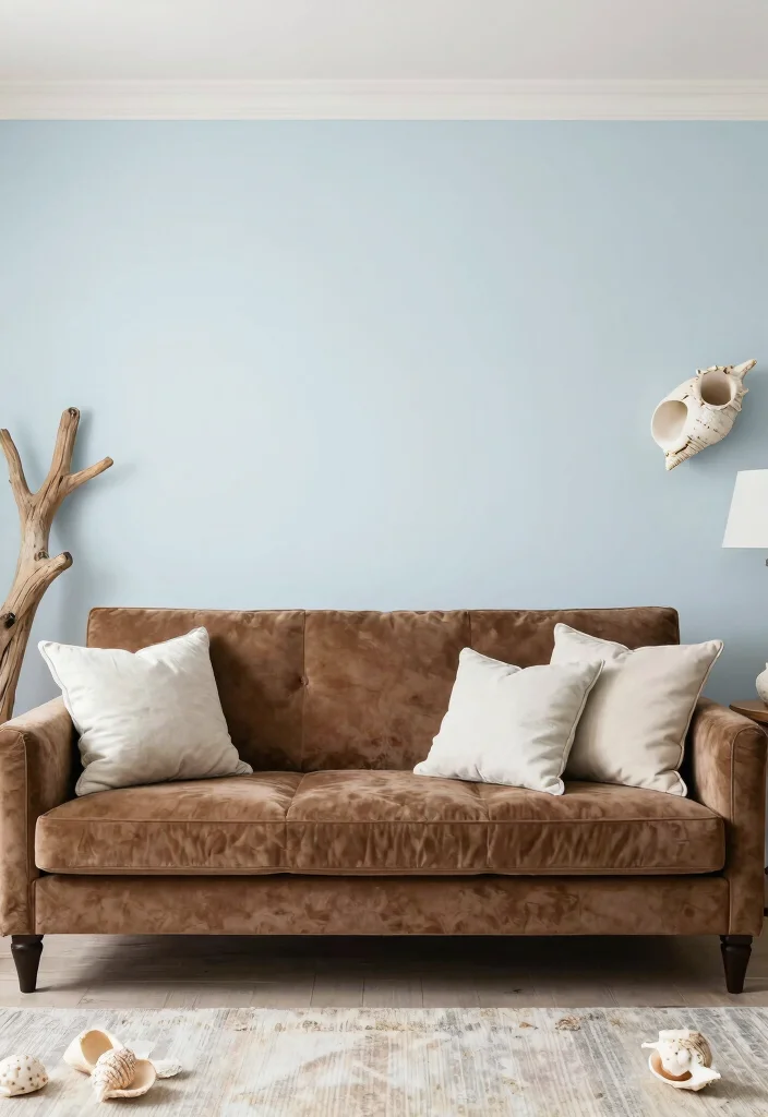 15 Brown Velvet Sofa Living Room Ideas: Rich Cozy Texture 11 15 Brown Velvet Sofa Living Room Ideas: Rich Cozy Texture - 10. Coastal Calm 1