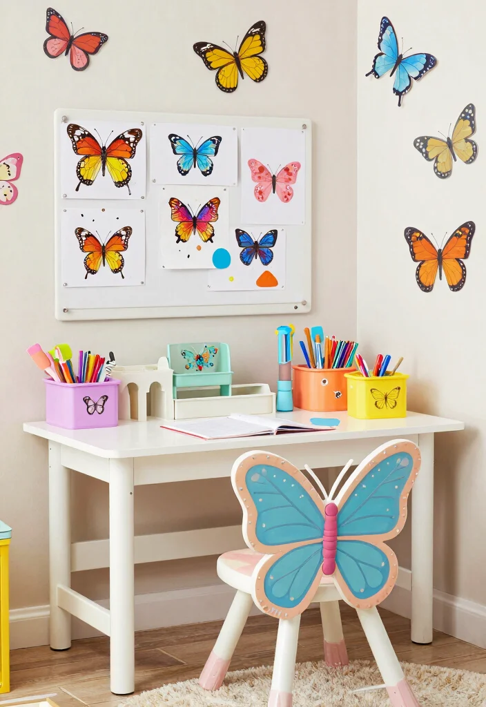 15 Butterfly Bedroom Ideas Kids Will Love 13 15 Butterfly Bedroom Ideas Kids Will Love - 12. Butterfly-Themed Study Area 1