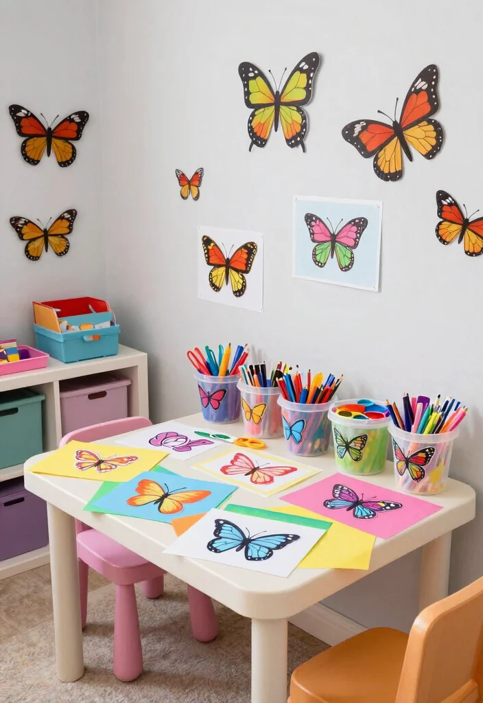 15 Butterfly Bedroom Ideas Kids Will Love 16 15 Butterfly Bedroom Ideas Kids Will Love - 15. DIY Butterfly Crafts Station 1