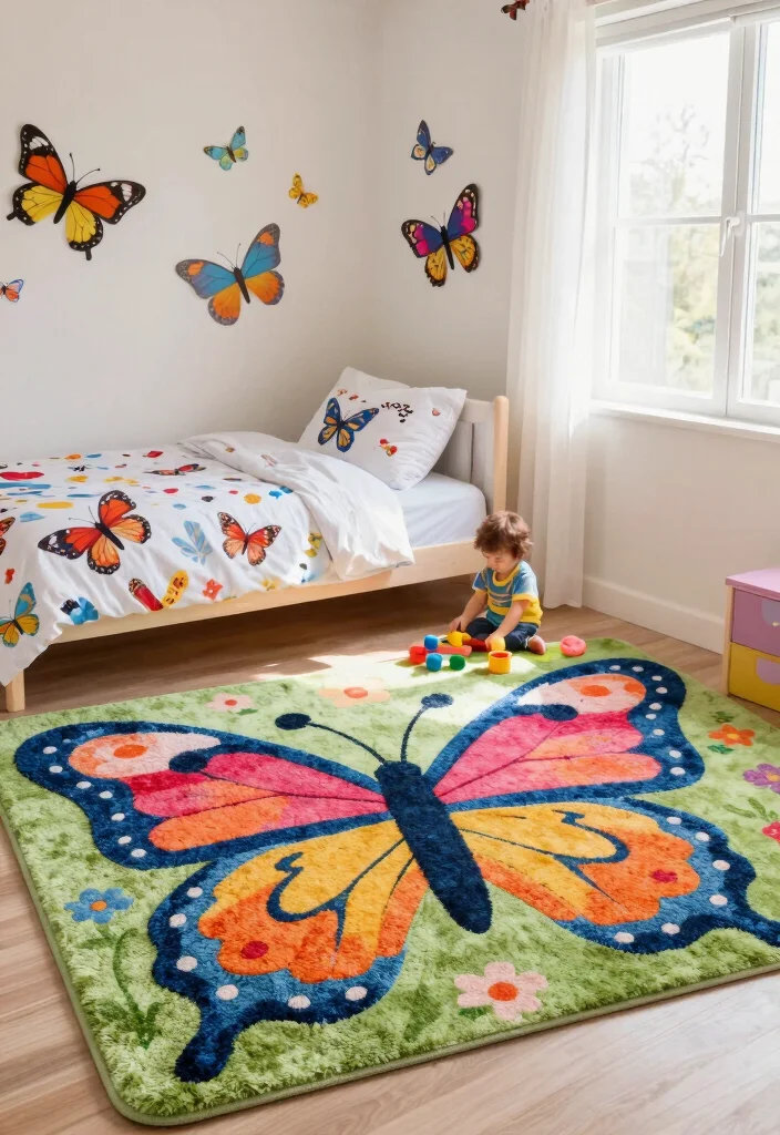 15 Butterfly Bedroom Ideas Kids Will Love 4 15 Butterfly Bedroom Ideas Kids Will Love - 3. Delightful Butterfly Rugs 1
