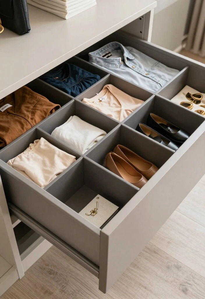 15 Closet Ideas for Small Bedrooms: Smart Space-Saving Storage 11 15 Closet Ideas for Small Bedrooms: Smart Space-Saving Storage - 10. Use Drawer Dividers 1