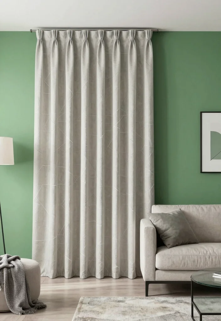 15 Curtains for Green Walls Living Room Ideas Perfect Pairings 11 15 Curtains for Green Walls Living Room Ideas Perfect Pairings - 10. Modern Geometric Patterns 1