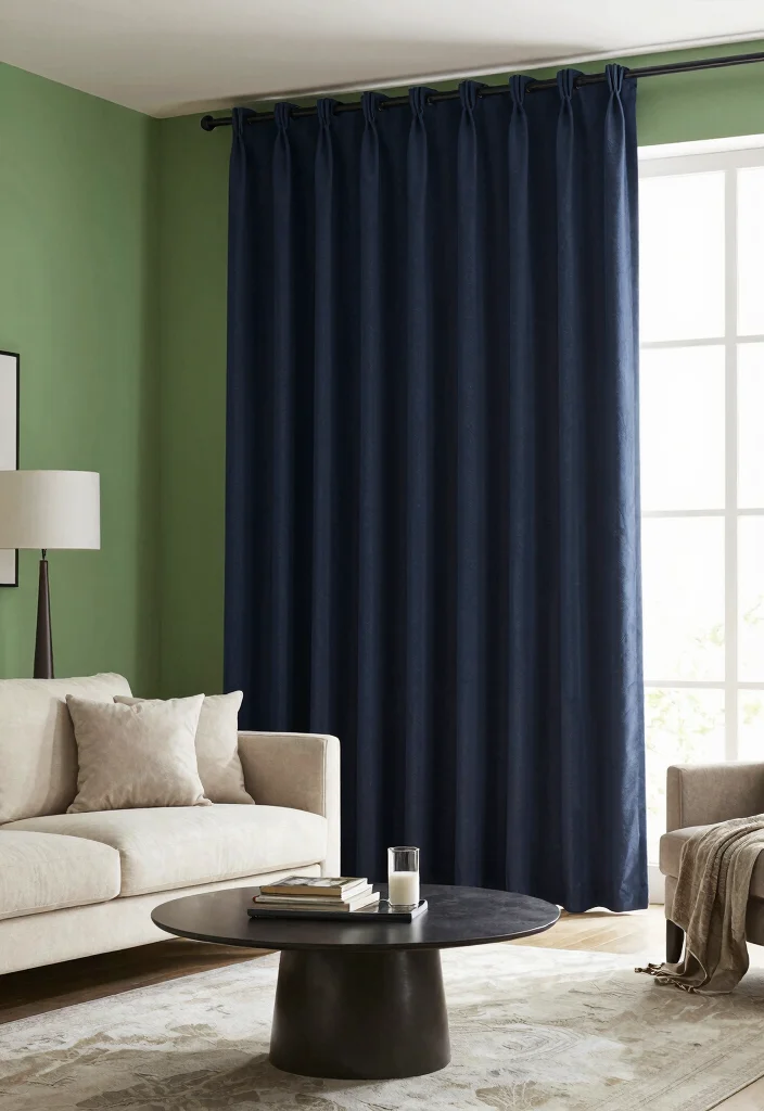 15 Curtains for Green Walls Living Room Ideas Perfect Pairings 16 15 Curtains for Green Walls Living Room Ideas Perfect Pairings - 15. Classic Blackout Curtains for Practical Elegance 1