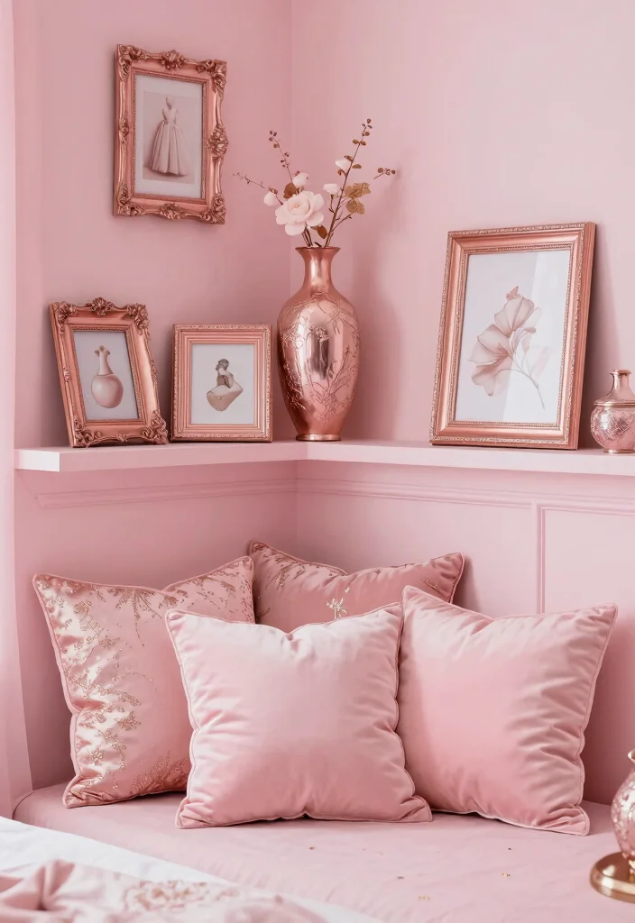 15 Girly Pink Bedroom Princesses Ideas: Cute and Whimsical - 15. Blush and Rose Gold Accents 1