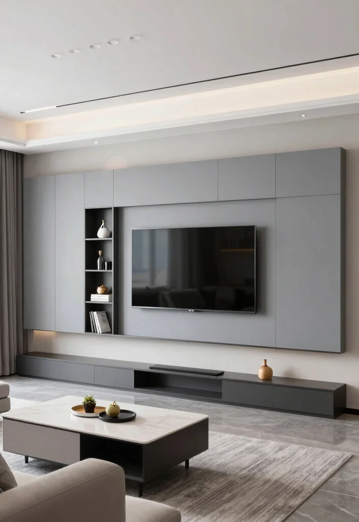 15 Grey Feature Wall Living Room Ideas for a Modern Neutral Style 14 15 Grey Feature Wall Living Room Ideas for a Modern Neutral Style - 13. Smart Storage Solutions 1