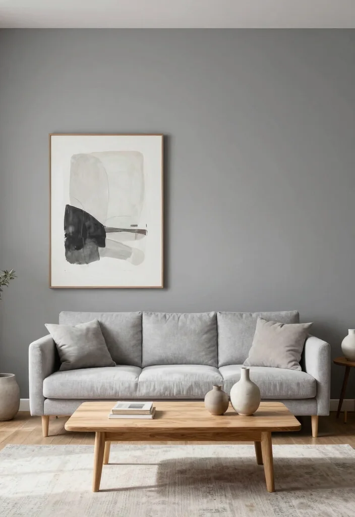 15 Grey Feature Wall Living Room Ideas for a Modern Neutral Style 6 15 Grey Feature Wall Living Room Ideas for a Modern Neutral Style - 5. Minimalist Scandinavian Touch 1