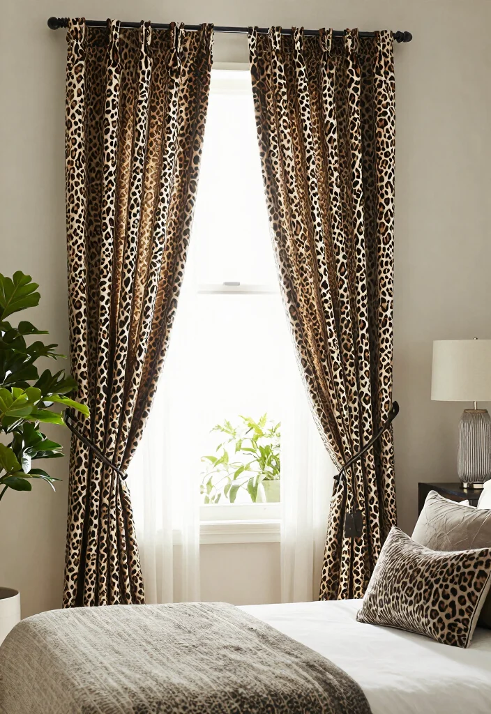 15 Leopard Print Bedroom Ideas Bold Glam Style 5 15 Leopard Print Bedroom Ideas Bold Glam Style - 4. Leopard Print Curtains for a Dramatic Touch 1