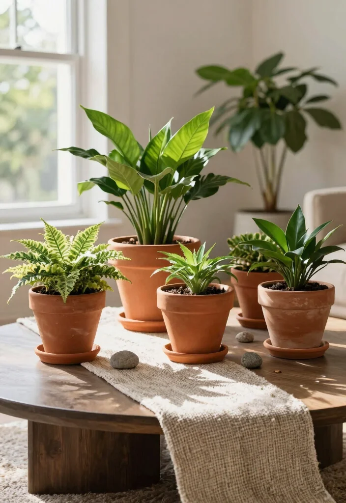 15 Living Room Table Ideas Functional Centerpieces 3 15 Living Room Table Ideas Functional Centerpieces - 2. Terracotta Plant Displays 1