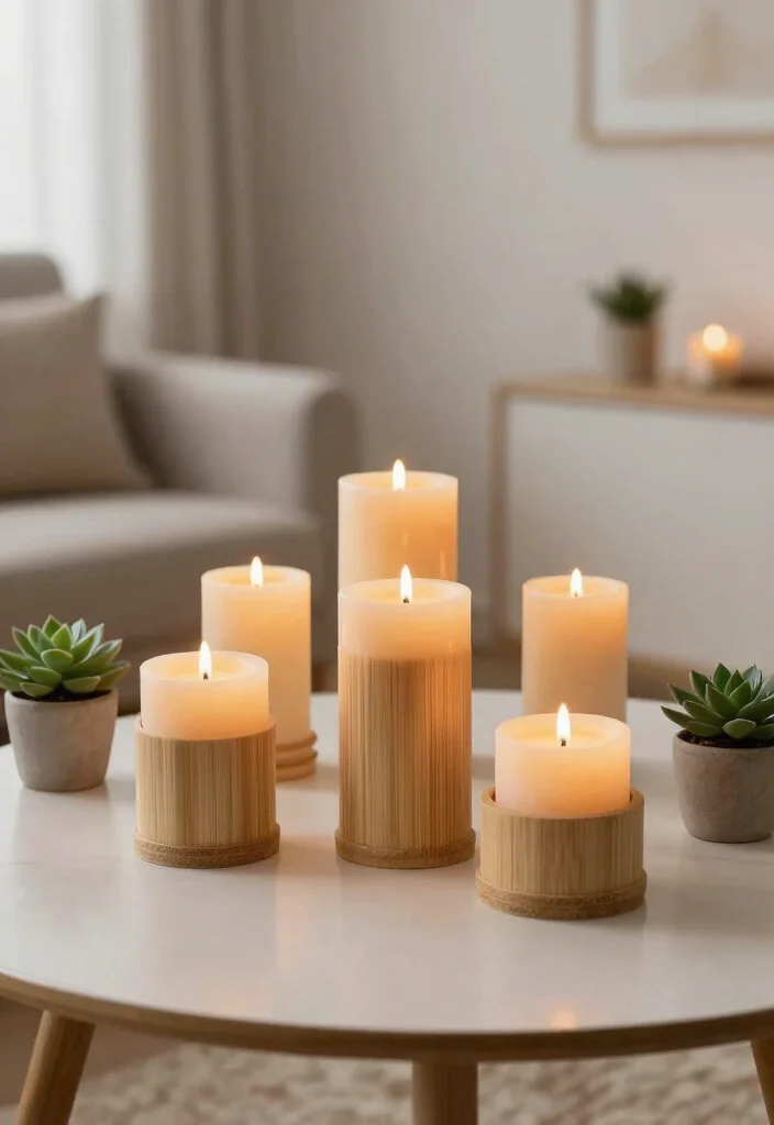 15 Living Room Table Ideas Functional Centerpieces 6 15 Living Room Table Ideas Functional Centerpieces - 5. Eco-Friendly Candles 1