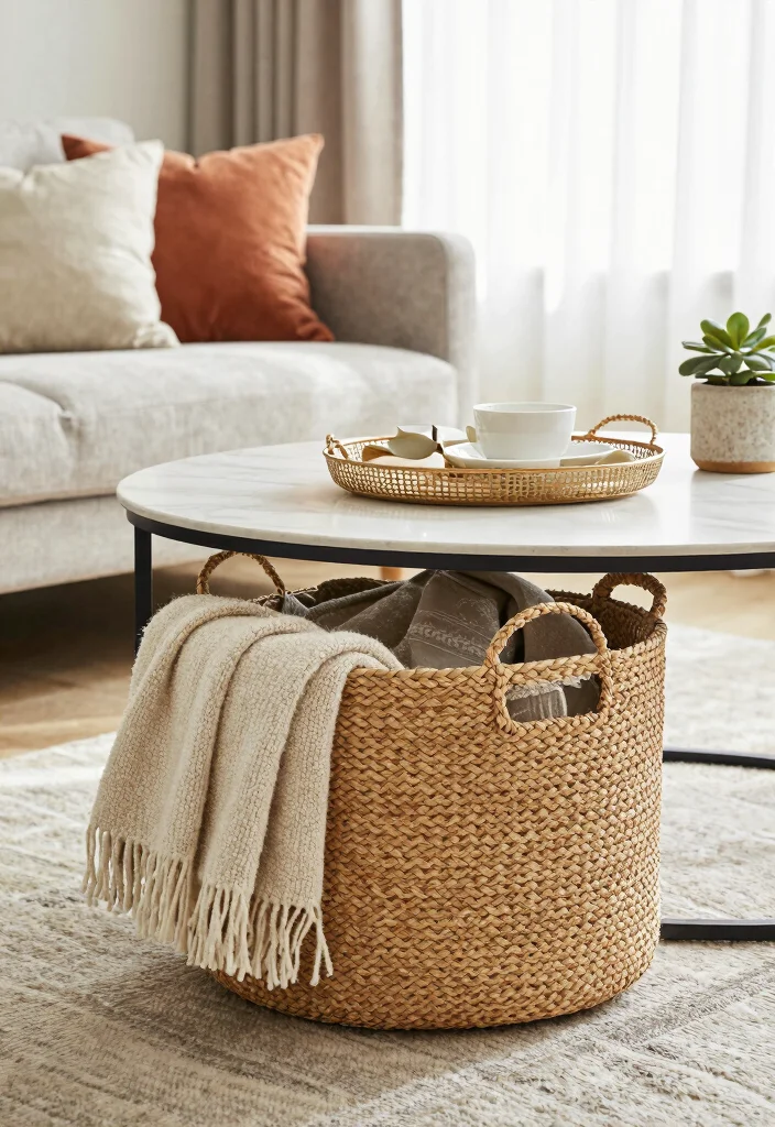 15 Living Room Table Ideas Functional Centerpieces 7 15 Living Room Table Ideas Functional Centerpieces - 6. Stylish Storage Baskets 1